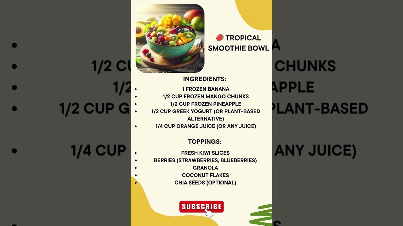 Receta de Smoothie Bowl Tropical Natural y Deliciosa Sin Azúcar | Guía Fácil