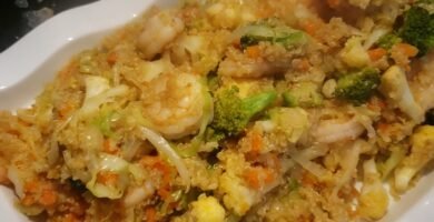 Receta of Quinua con camarones