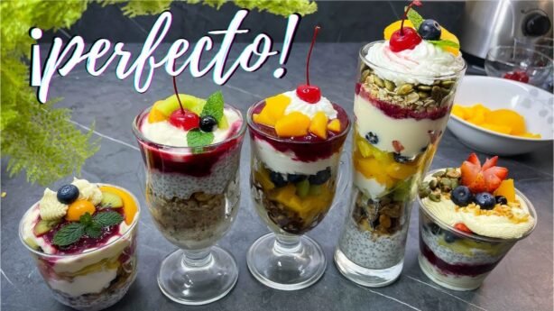 parfait de yogur y frutas sin horno paso a paso