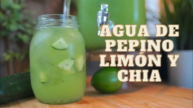 Agua de pepino con limón natural y deliciosa sin azúcar